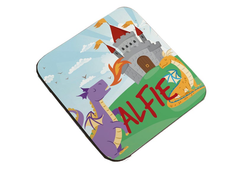 Personalised Children's Coasters - Dragon Fairytale