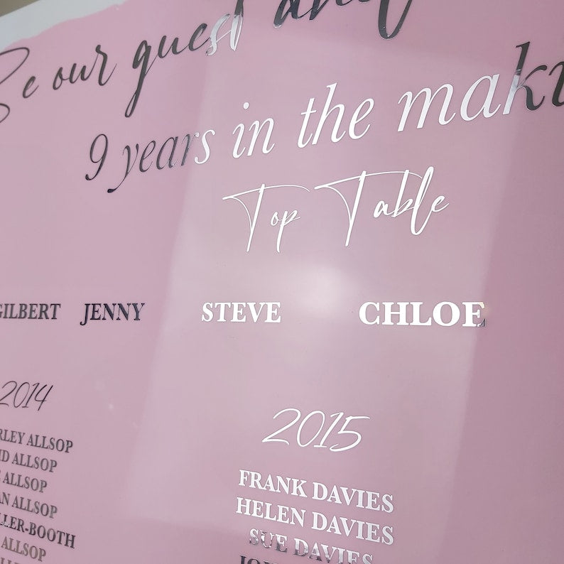 Personalised Perspex Wedding Table Plan Sign