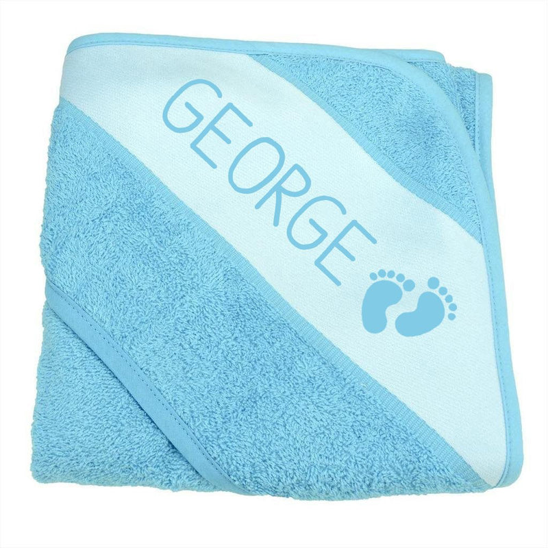 Personalised Hooded Baby Bath Towel - Blue