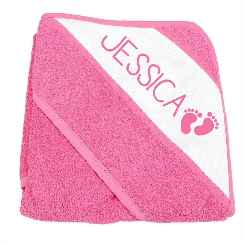 Personalised Hooded Baby Bath Towel - Pink