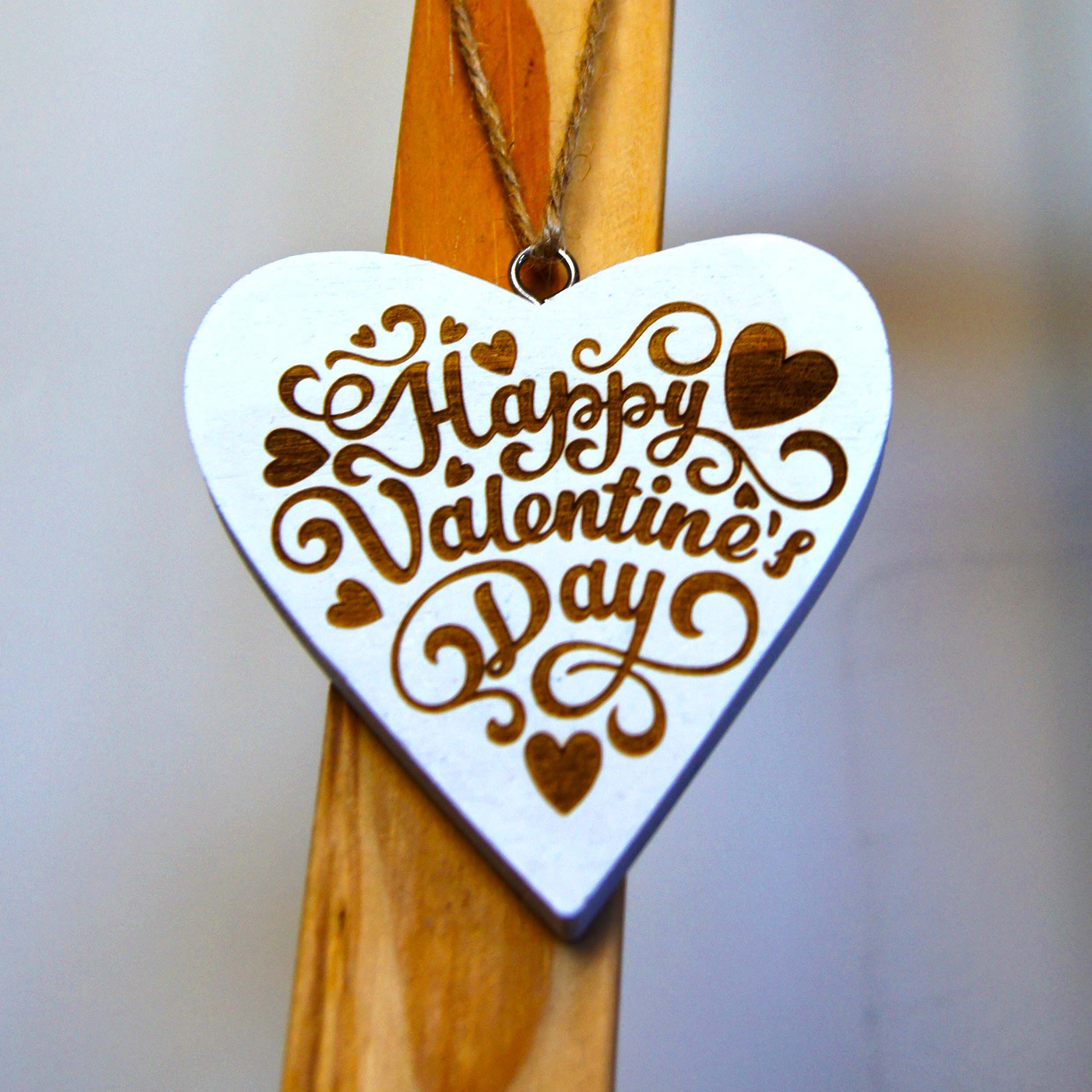 'Happy Valentine's Day' Engraved Wooden Heart