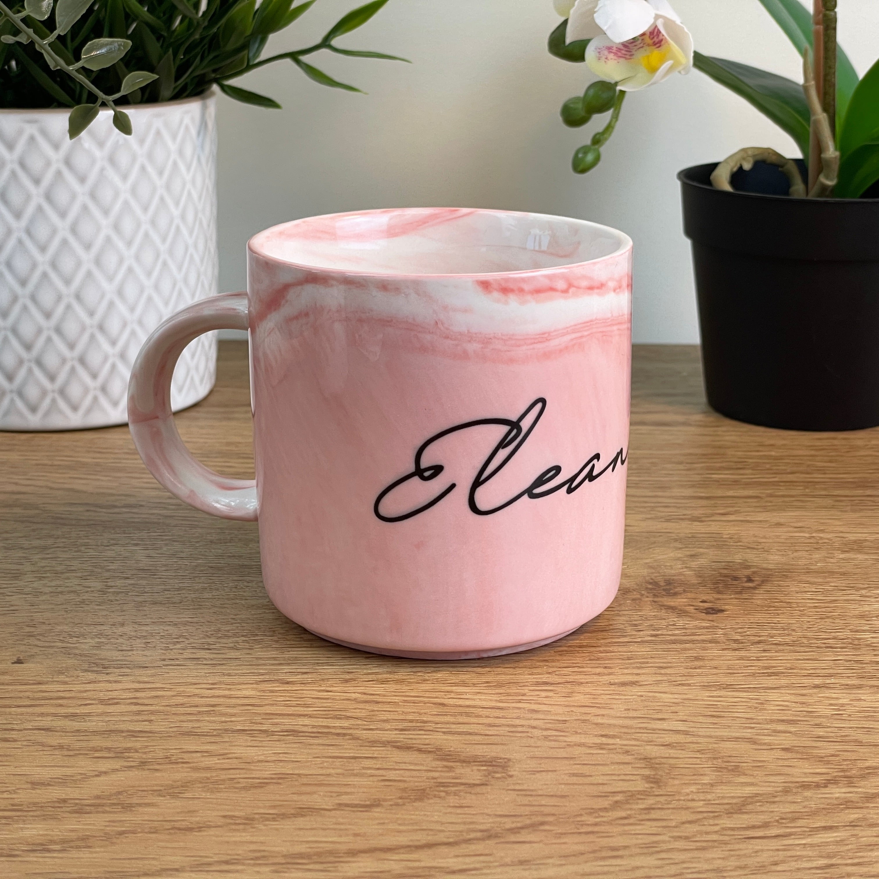 Personalised Valentine's Day Name and Heart 14oz Pink Marble Mug