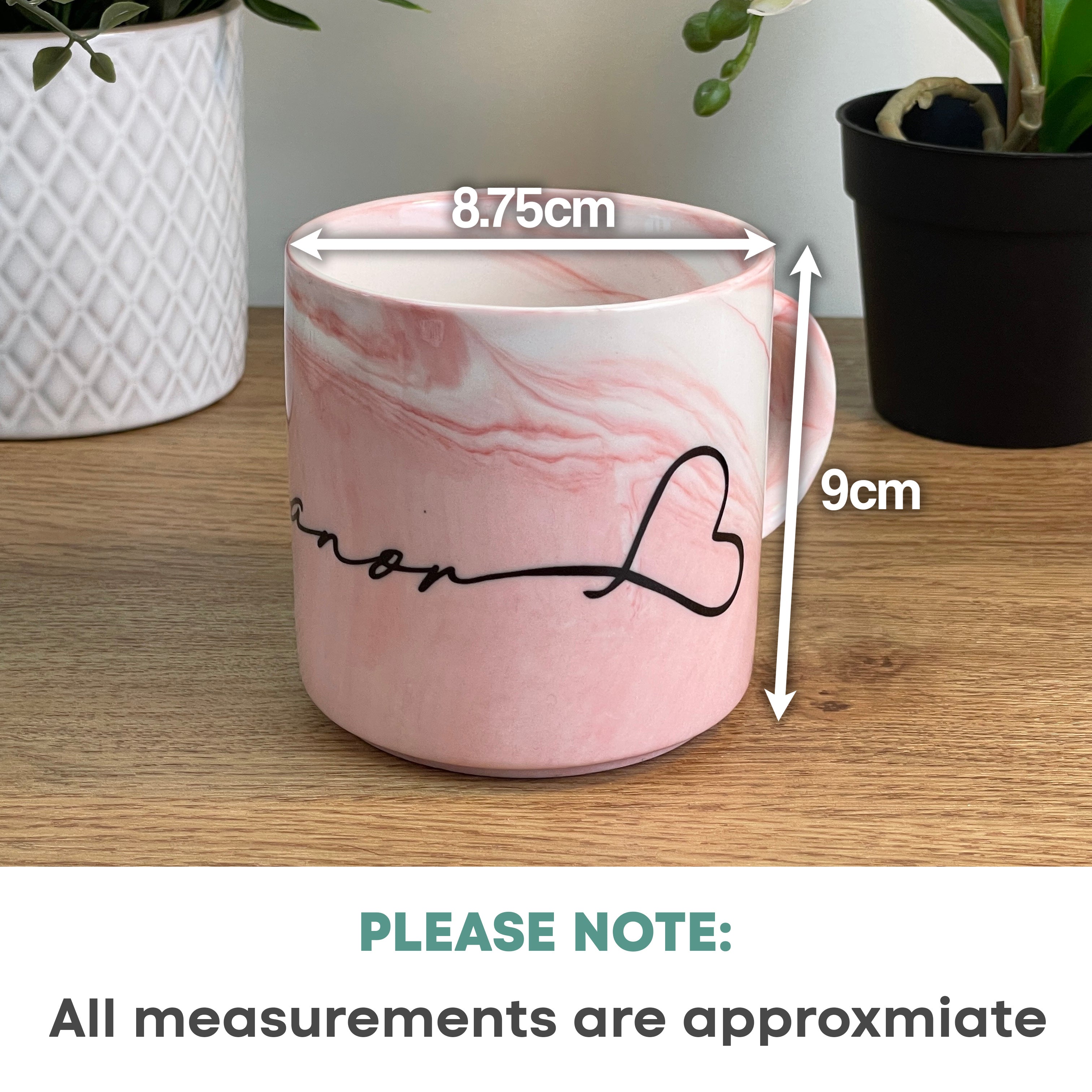 Personalised Valentine's Day Name and Heart 14oz Pink Marble Mug