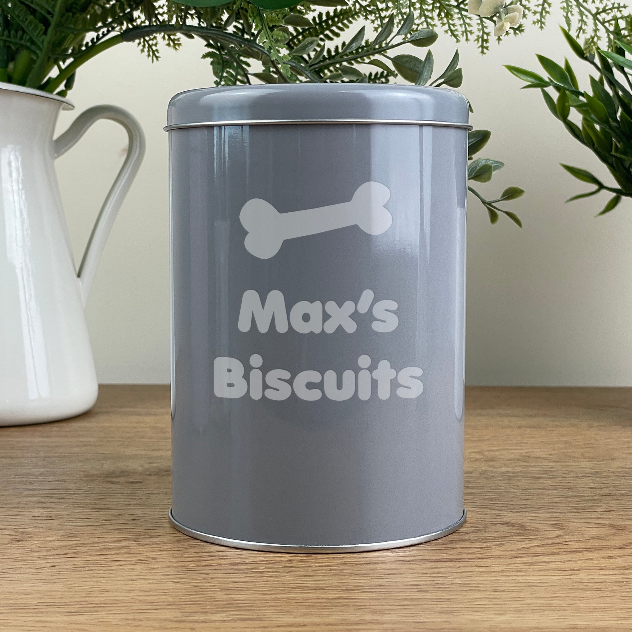 Personalised Round 1L Storage Tin - Pet Treats, Biscuits, Kibble