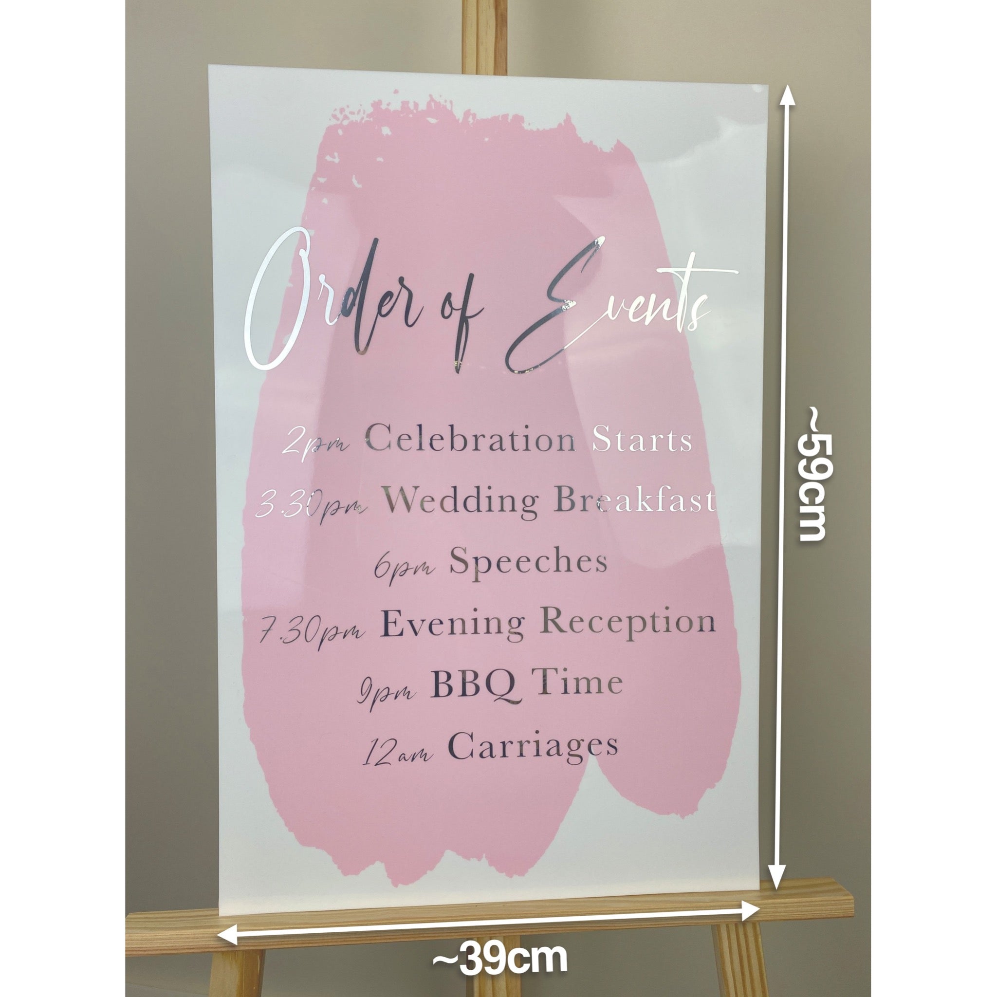 Order of Events Perspex Wedding Sign