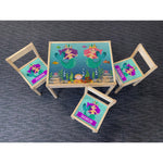 Personalised Children's Table and 3 Chairs Printed Mermaid Design