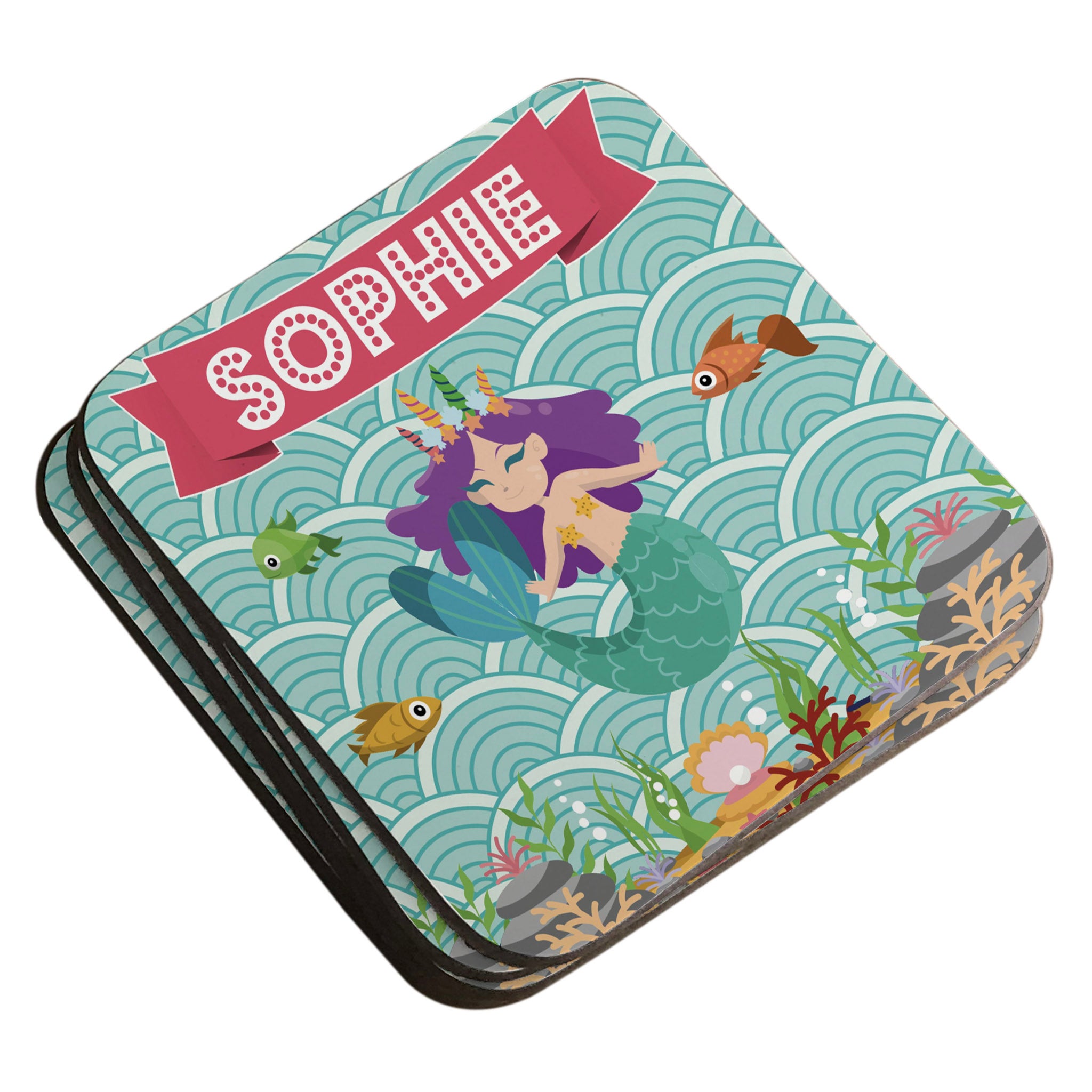 Personalised Children's Coasters - Mermaids