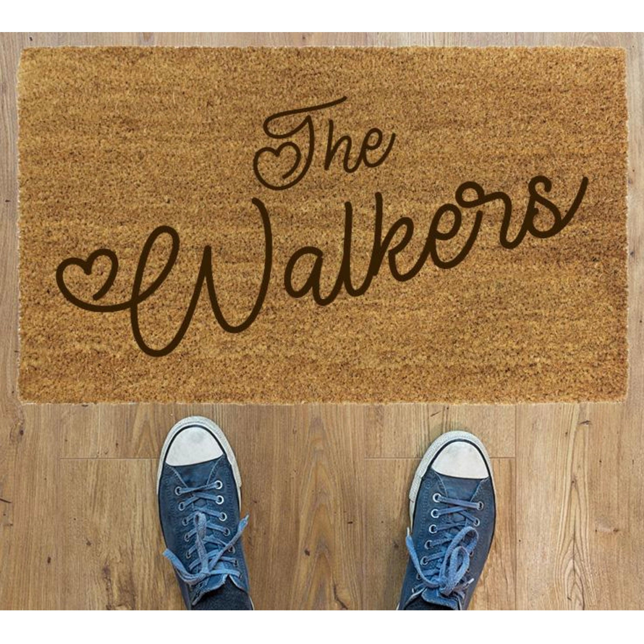 Personalised Custom Doormat with Family Name - Heart Font