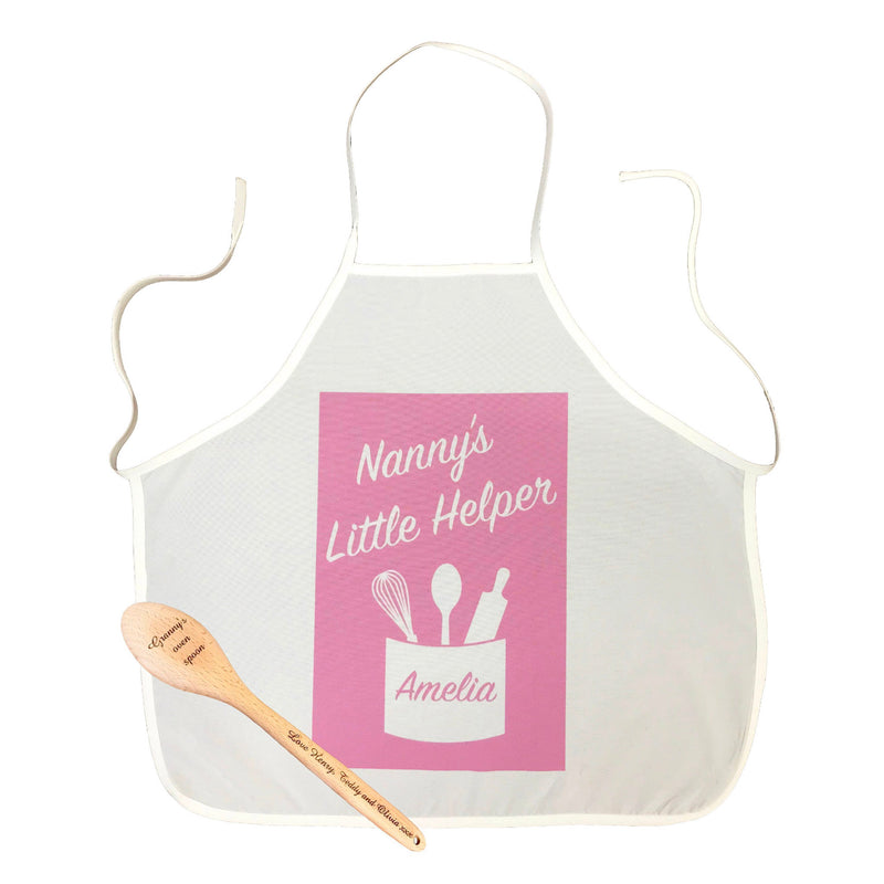 Toddler's Apron & Wooden Spoon Set - Little Helper Pink