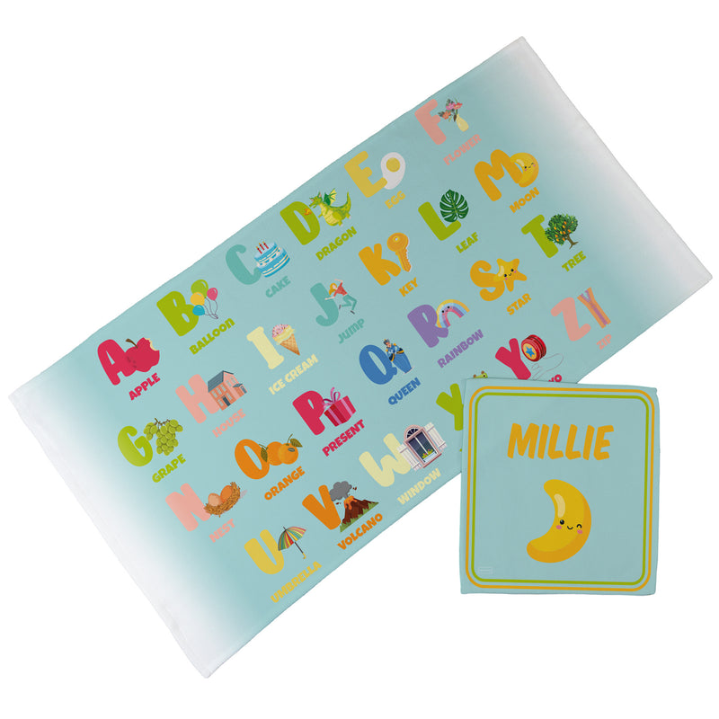 Personalised Children's Towel & Face Cloth Pack - Object Alphabet