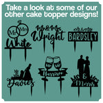 Personalised Perspex Fancy Banner Wedding Cake Topper