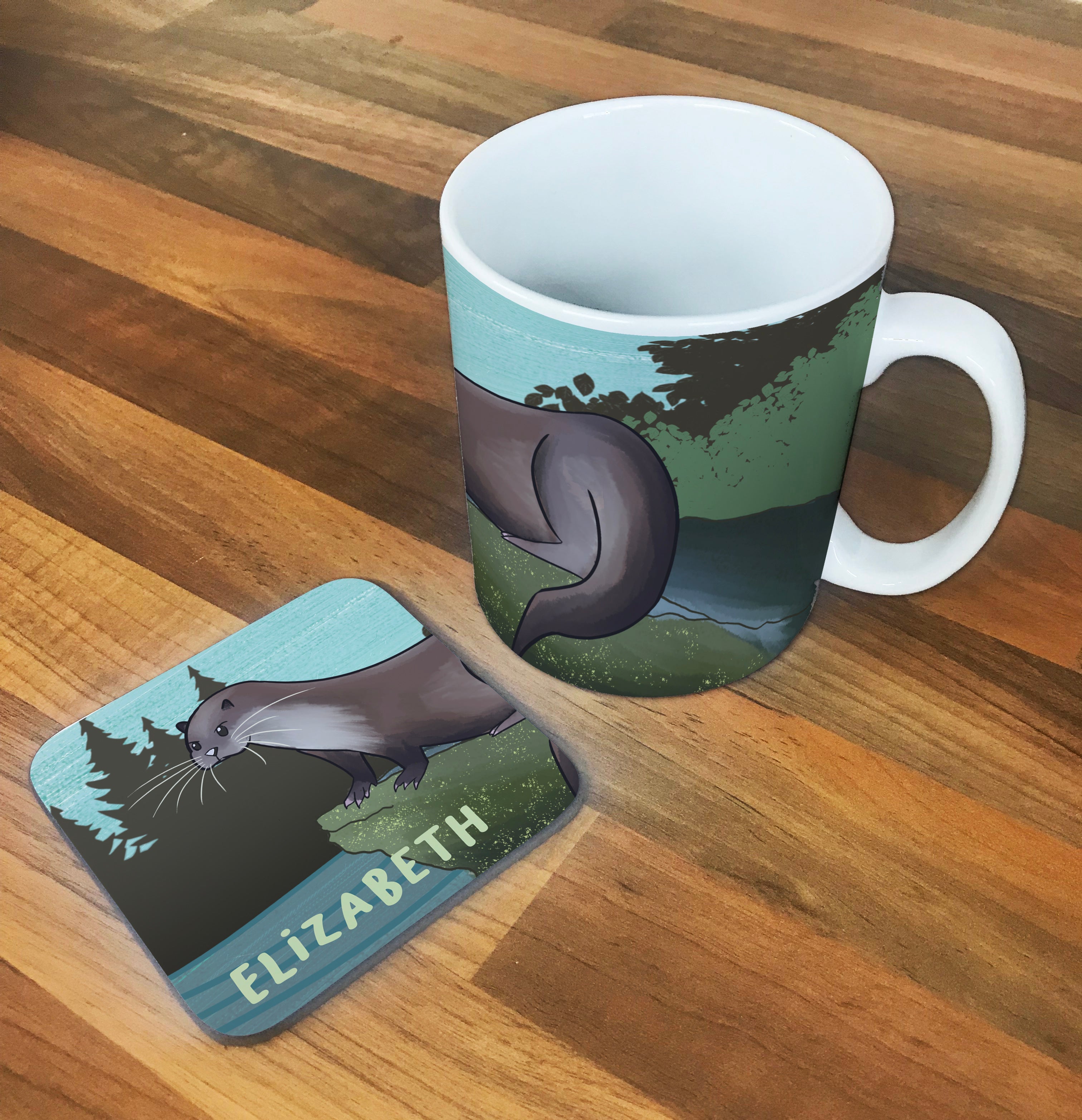 Personalised Children's Mug & Coaster Set - Otter