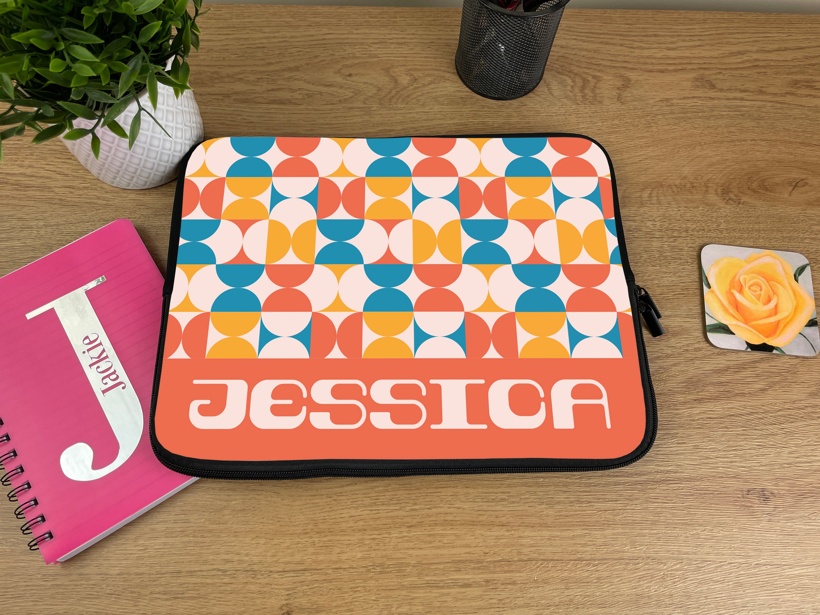 Personalised Laptop Sleeve with Groovy Geometric Design