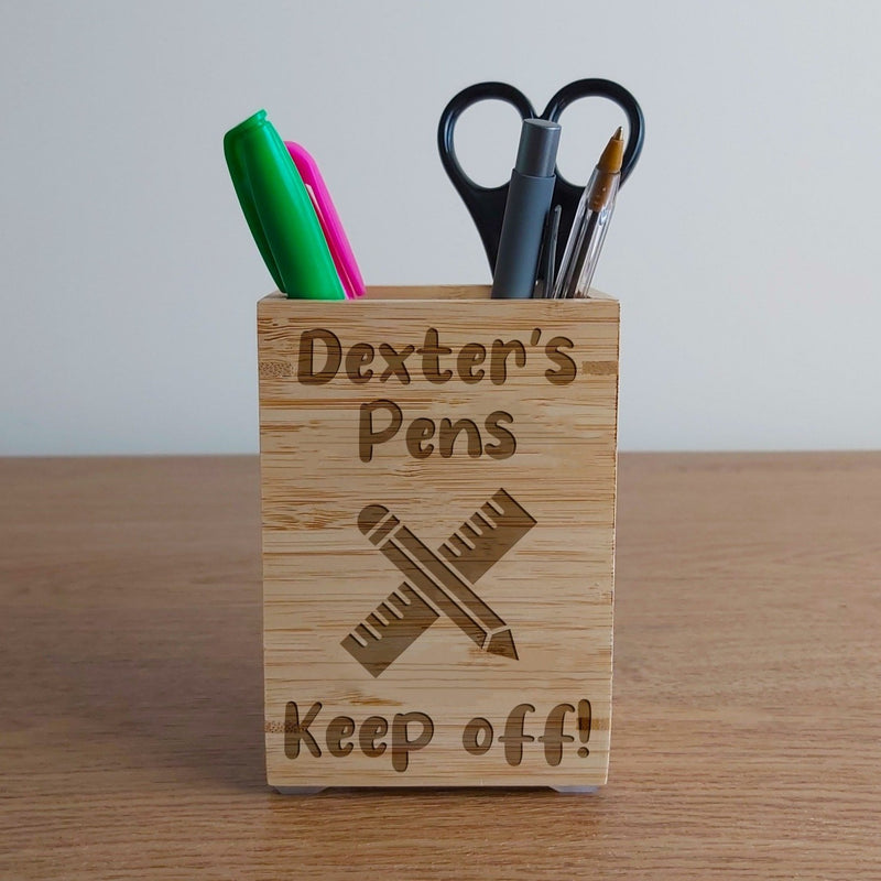 Personalised Engraved Sustainable Bamboo Pen Pot