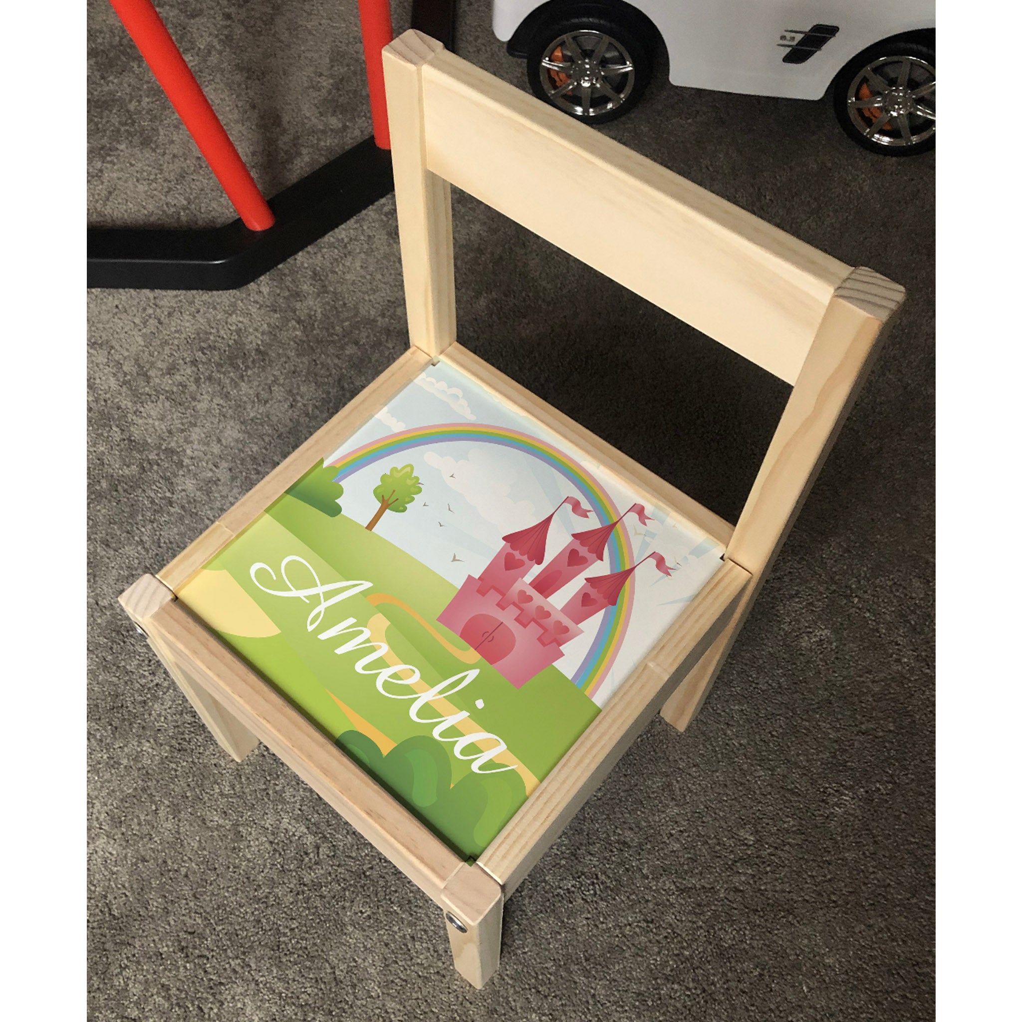 Personalised Children's Table and 2 Chair STICKER Princess Fairytale Design