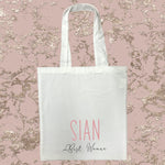 Personalised Best Woman White Tote Bag with Pink Text