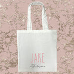 Personalised Bridesman White Tote Bag with Pink Text