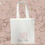 Paige Boy Personalised White Tote Bag with Pink Text
