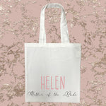 Mother of the Bride Personalised White Tote Bag with Pink Text