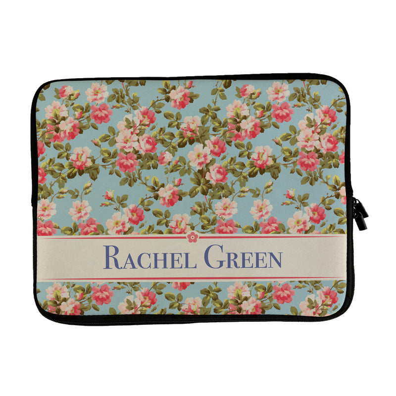 Personalised Laptop Sleeve with Pink Floral Design