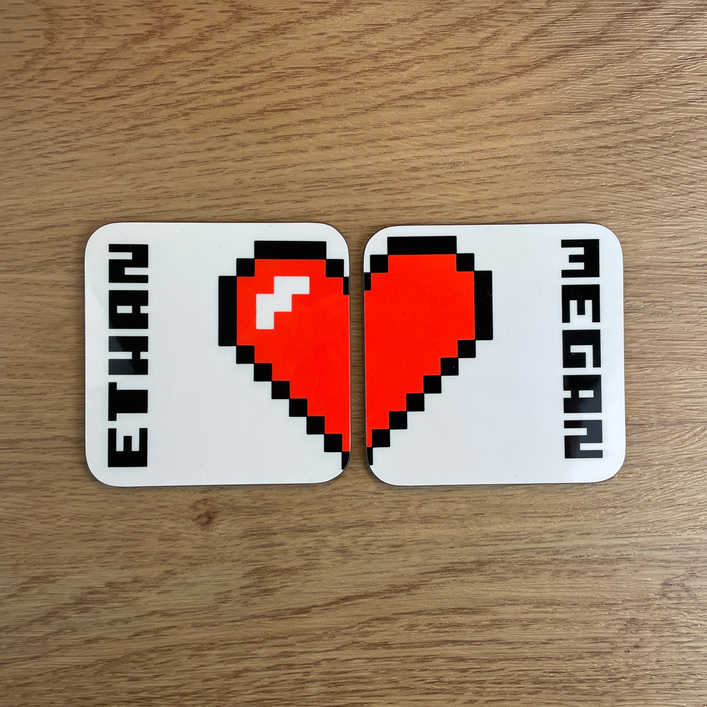 Personalised Valentine's Day 2 x Couples Mug & Coaster Set - Pixel Gamer Heart