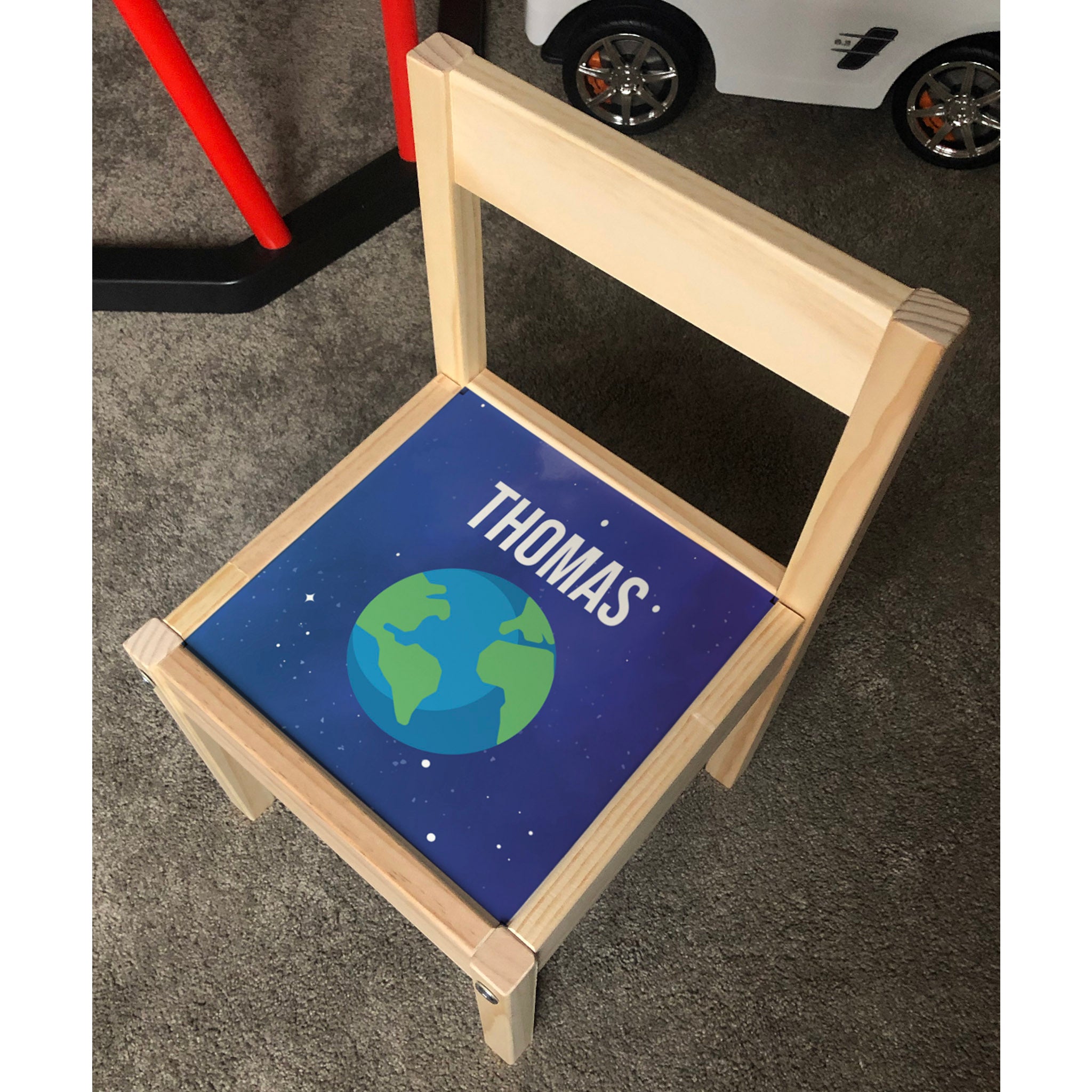 Personalised Children's Table and 1 Chair Printed Planets Design