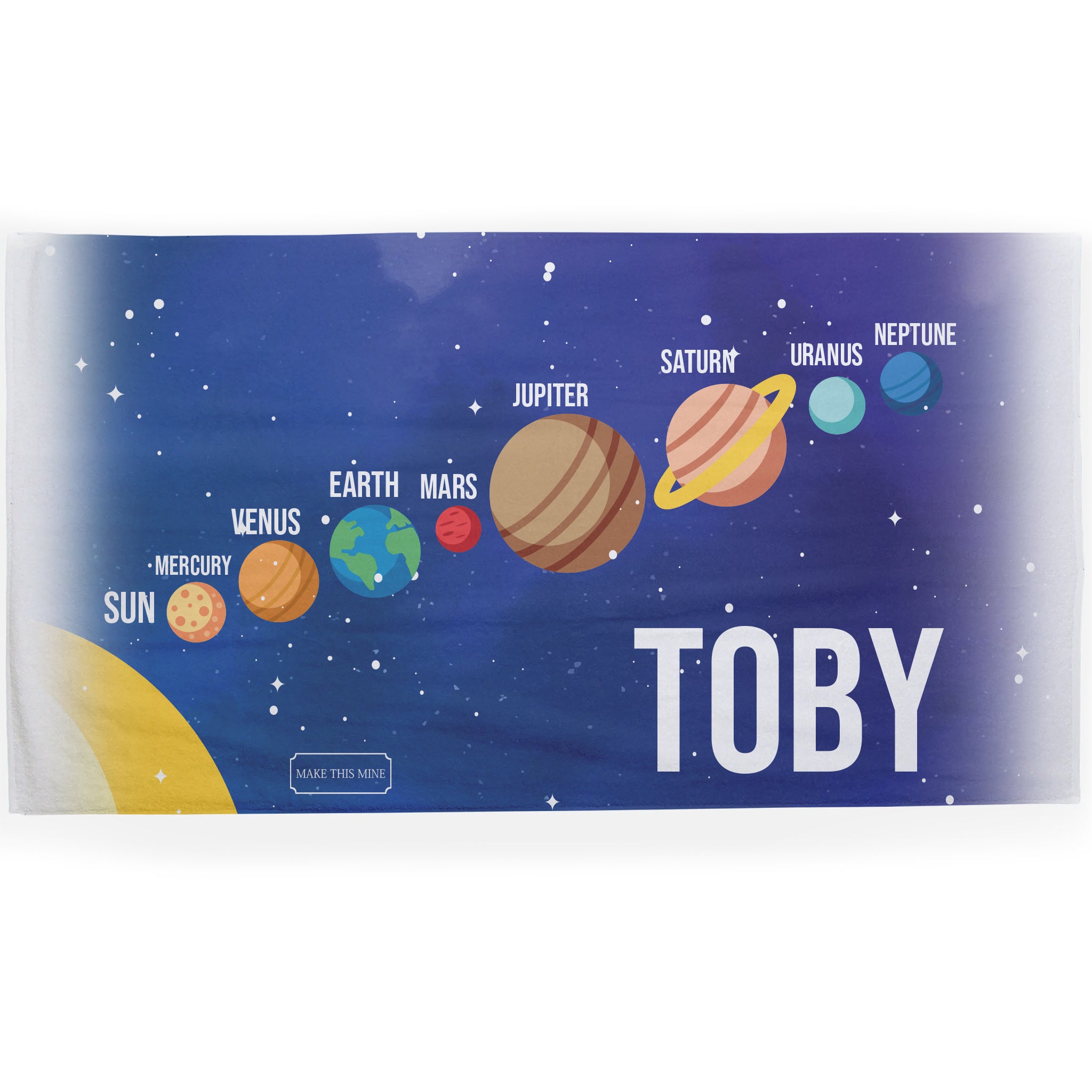 Personalised Children's Towel & Face Cloth Pack - Planets