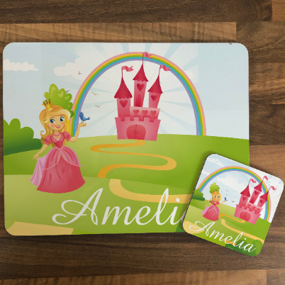 Personalised Princess Design Kids Hardboard Placemat