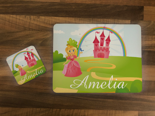 Personalised Princess Design Kids Hardboard Placemat