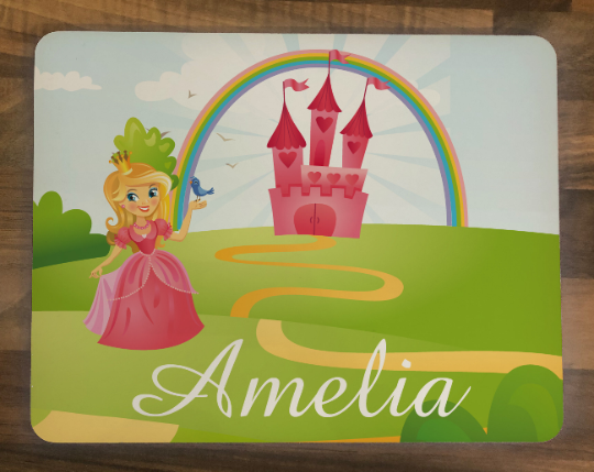 Personalised Princess Design Kids Hardboard Placemat