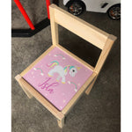 Personalised Children's Table and 1 Chair Printed Pink Unicorn Sparkle Design