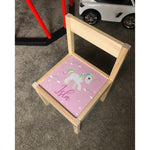 Personalised Children's Table and 2 Chairs Printed Pink Unicorn Sparkle Design