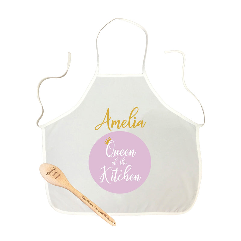 Toddler's Apron & Wooden Spoon Set - Queen of the kitchen