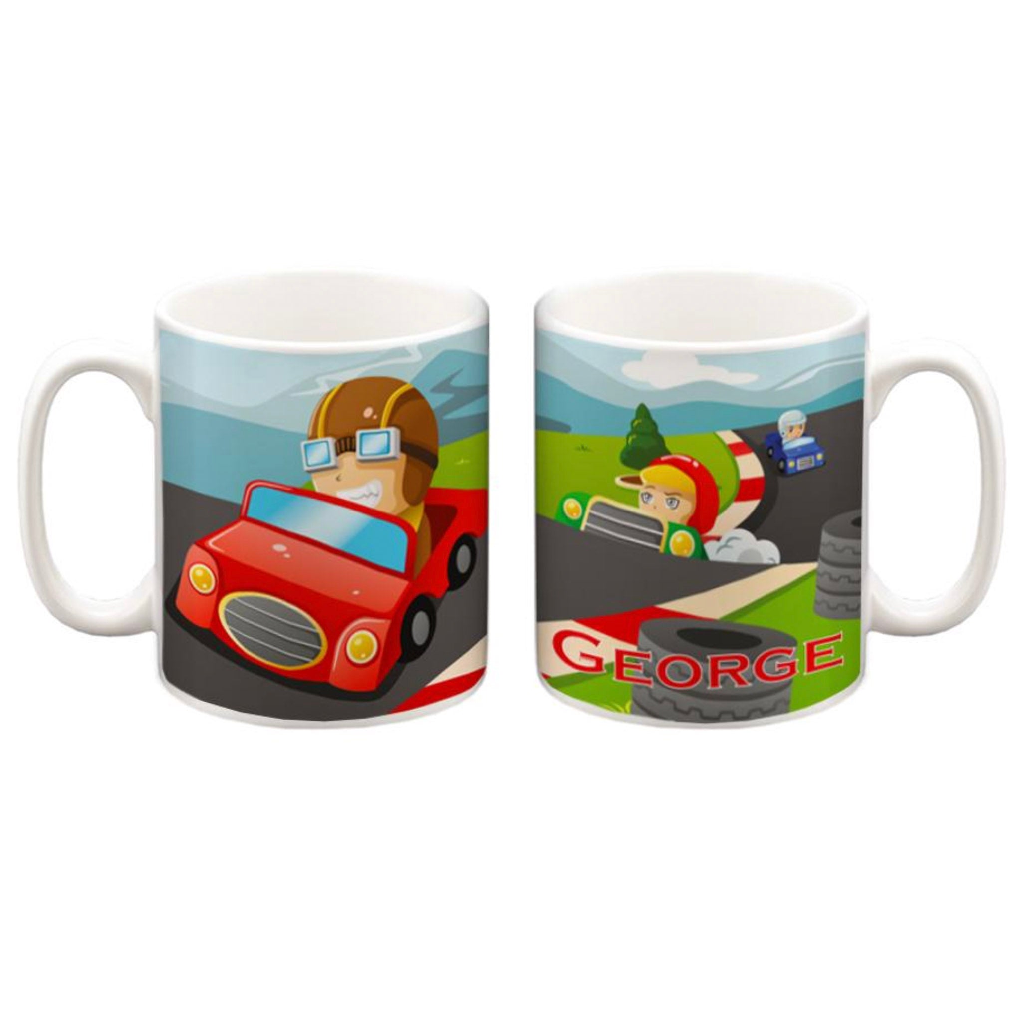 Personalised Children's 10oz Ceramic Mug - Race Car