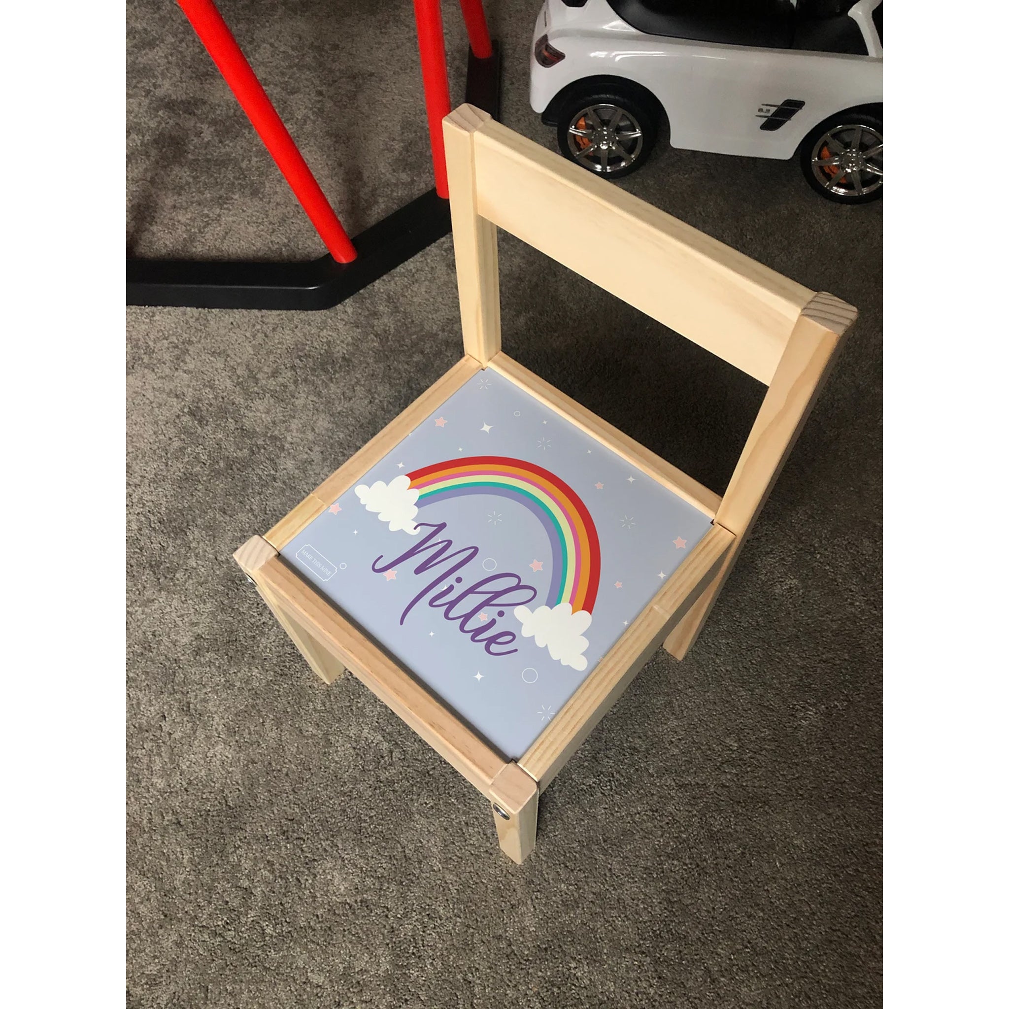 Personalised Children's Table and 2 Chairs Rainbow Design