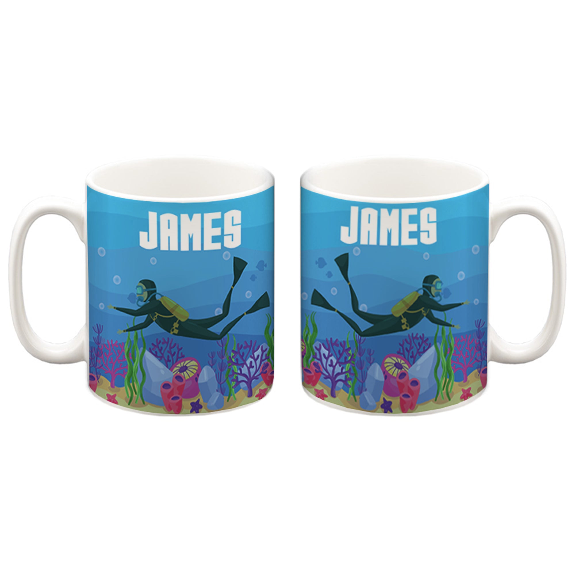 Personalised Children's 10oz Ceramic Mug - Scuba