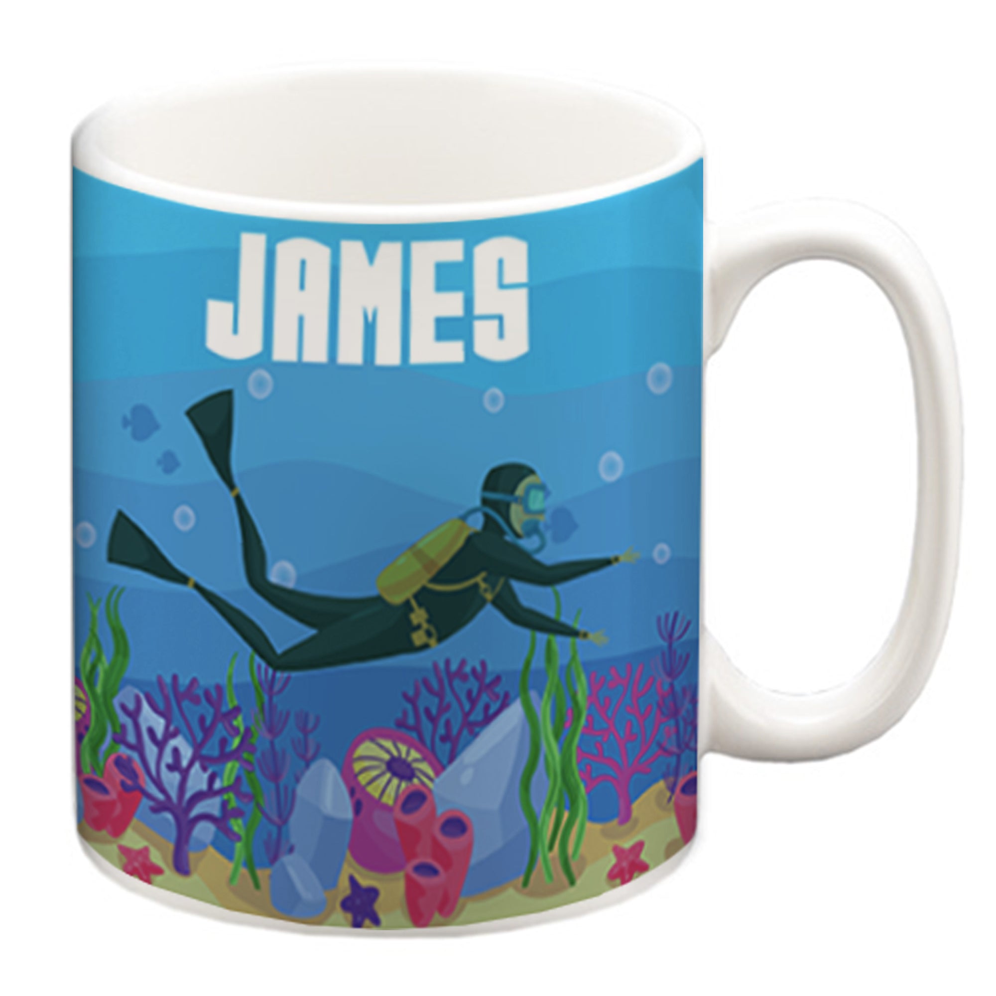 Personalised Children's 10oz Ceramic Mug - Scuba