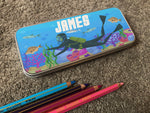 Personalised Underwater Design Childrens Pencil Tin