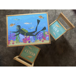 Personalised Children's Table and 2 Chairs Printed Under The Sea Scuba Design