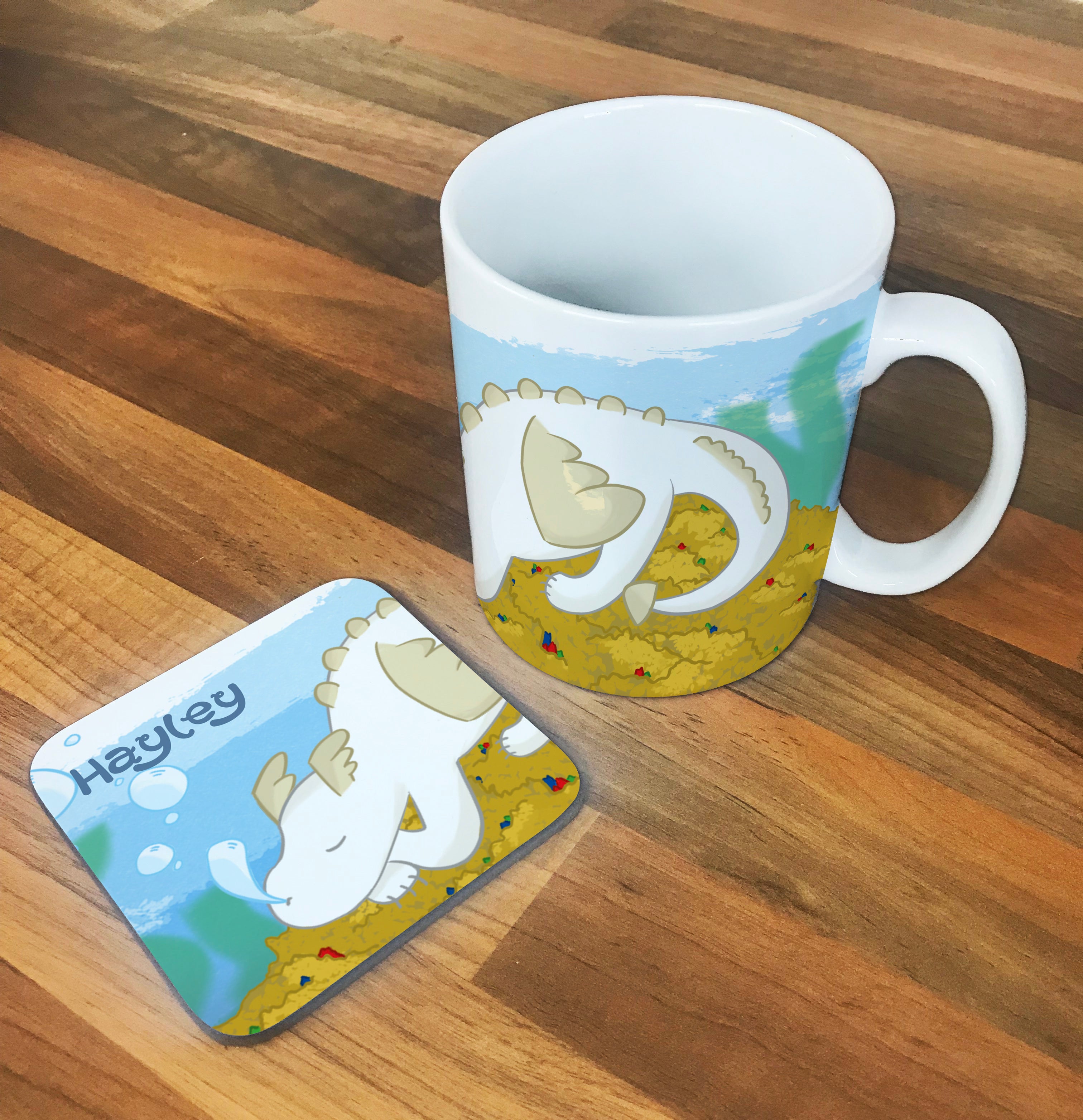 Personalised Children's Mug & Coaster Set - Sea Dragon