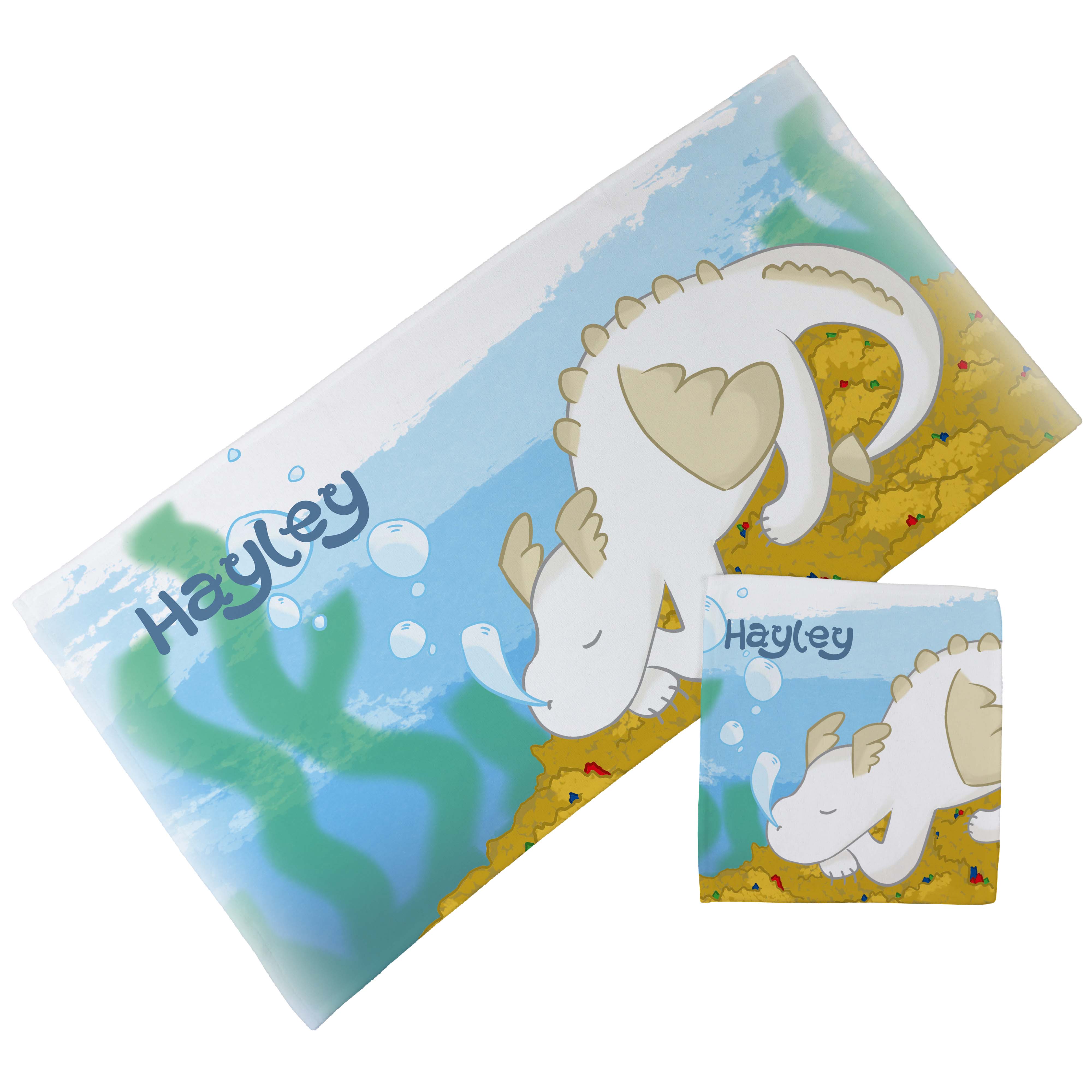 Personalised Children's Towel & Face Cloth Pack - Sea Dragon