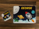 Personalised Kids Hardboard Placemat and Coaster Set Space Design