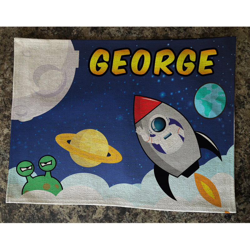 Personalised Kids Linen Placemat Space