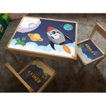Personalised Children's Table and 2 Chairs Printed Space Astronaut Design
