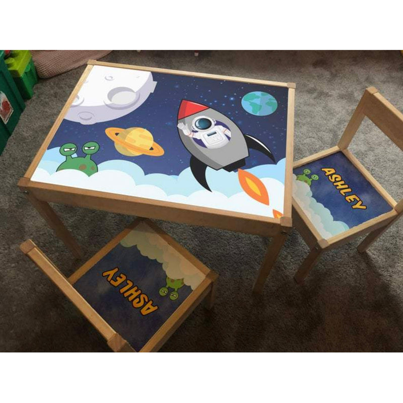Personalised Children's Table and 2 Chair STICKER Space Astronaut Design