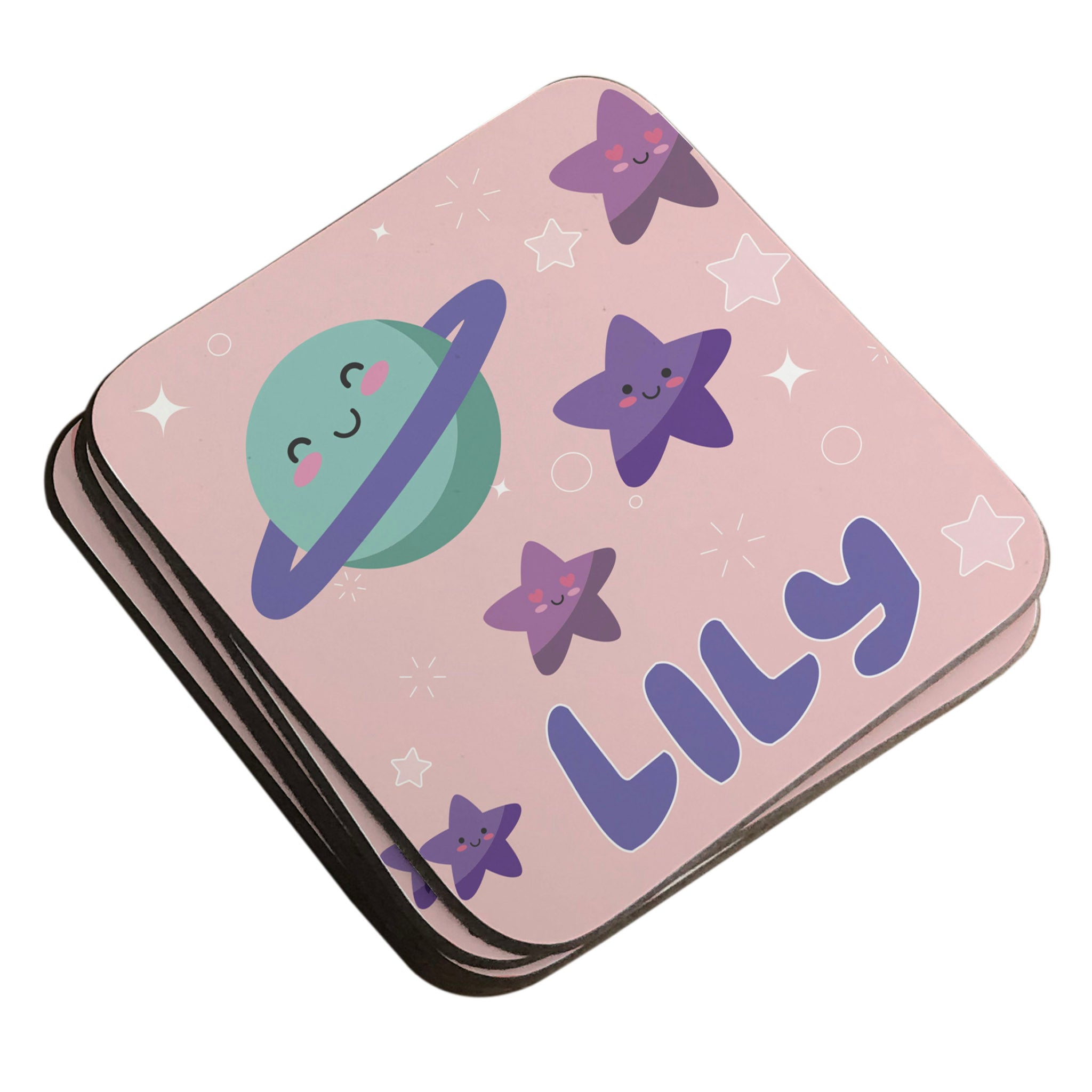 Personalised Children's Coasters - Pink Stars