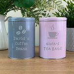 Personalised Round 1L Storage Tin - Tea Bags, Instant Coffee, Beans