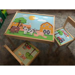 Personalised Children's Table and 2 Chair STICKER Farm Design