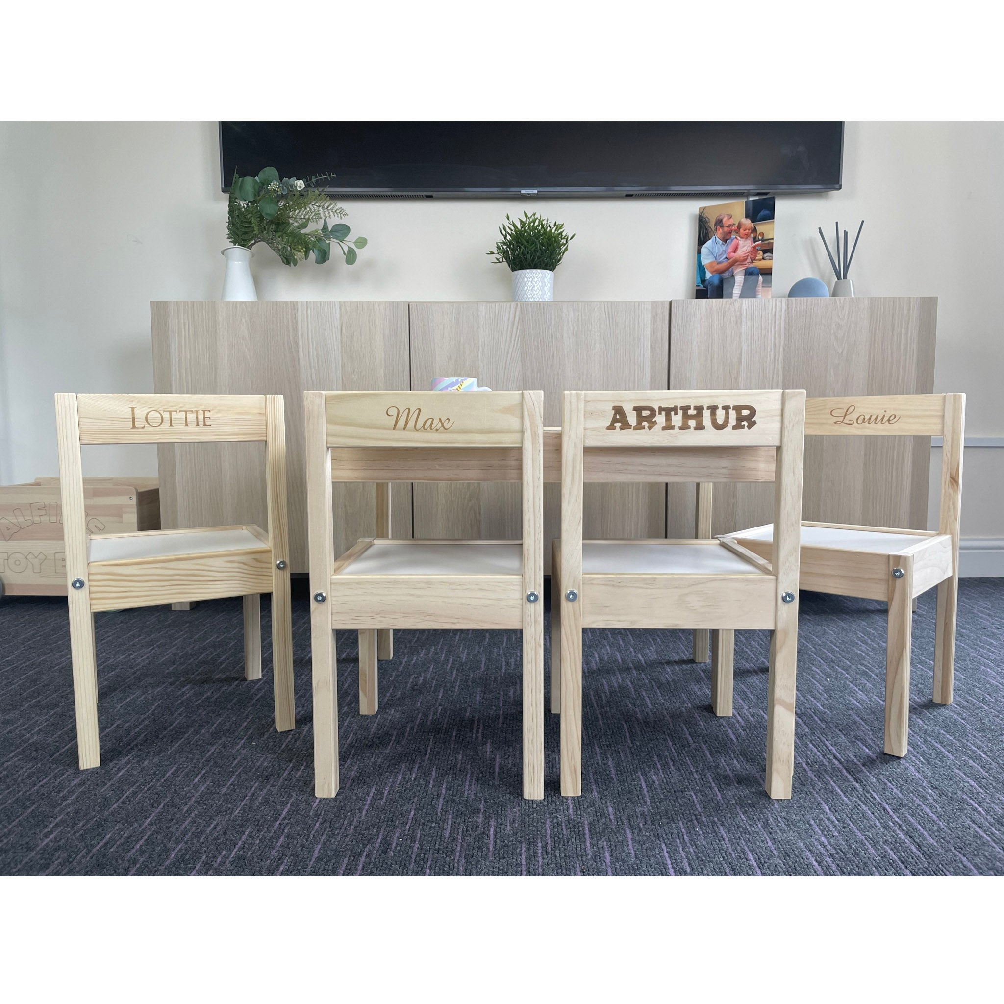 Personalised Children's Table and 4 Chairs Engraved