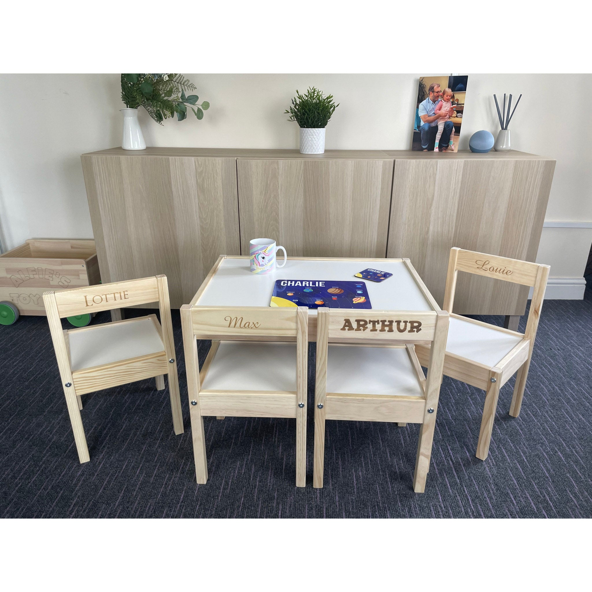 Personalised Children's Table and 4 Chairs Engraved